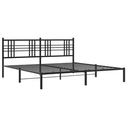 Black Metal Bed Frame with Headboard, 183x213cm - No Mattress
