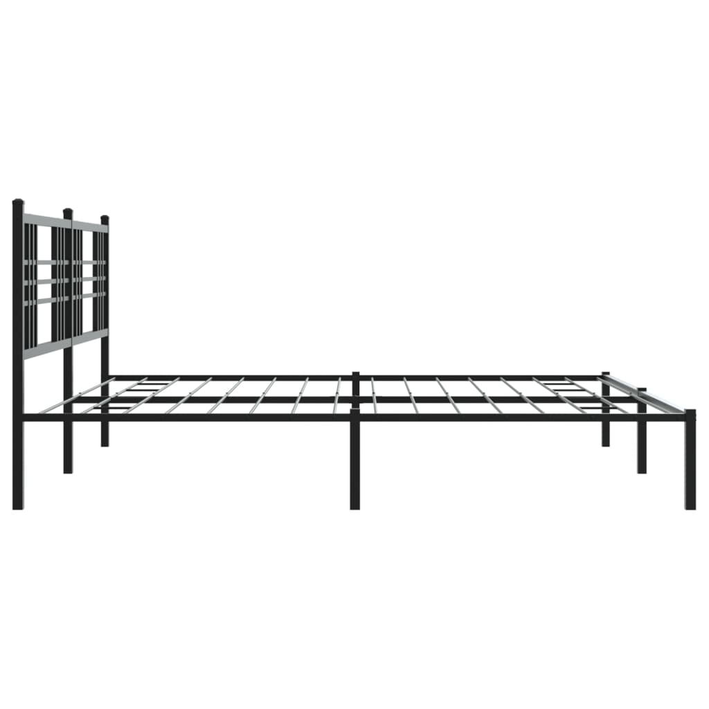 Black Metal Bed Frame with Headboard, 183x213cm - No Mattress
