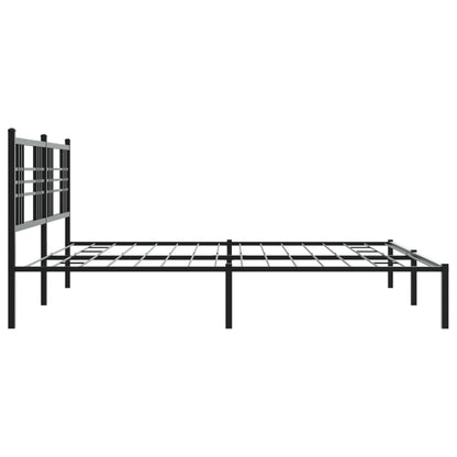 Black Metal Bed Frame with Headboard, 183x213cm - No Mattress