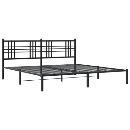 Black Metal Bed Frame with Headboard - 193x203cm, No Mattress