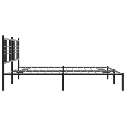 Black Metal Bed Frame with Headboard - 200x200cm (Mattress Not Included)