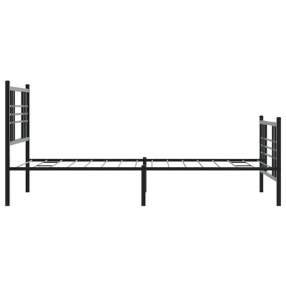 Black Metal Bed Frame with Footboard, No Mattress, 100x190cm