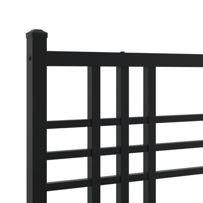 Black Metal Bed Frame with Footboard, No Mattress, 100x190cm
