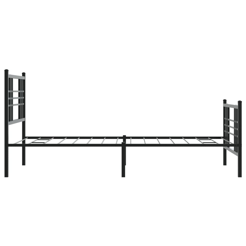 Sleek Black Metal Bed Frame with Footboard, 107x203cm - No Mattress