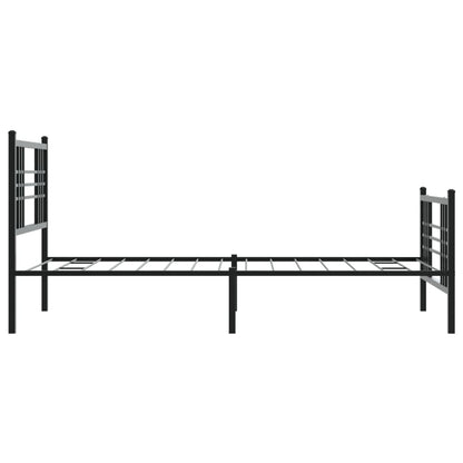 Sleek Black Metal Bed Frame with Footboard, 107x203cm - No Mattress