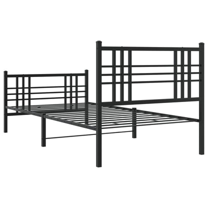 Sleek Black Metal Bed Frame with Footboard, 107x203cm - No Mattress