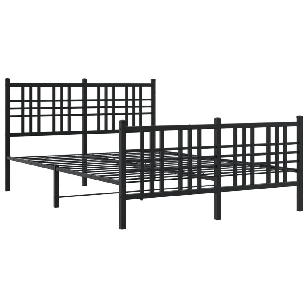 Black Metal Bed Frame 120x190cm with Footboard, No Mattress