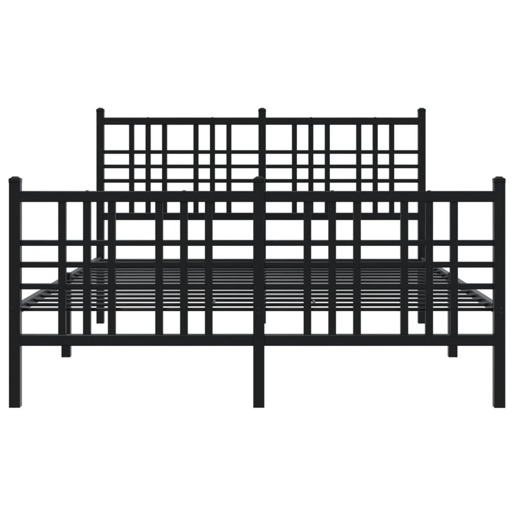 Black Metal Bed Frame 120x190cm with Footboard, No Mattress