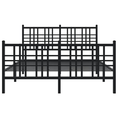 Black Metal Bed Frame 120x190cm with Footboard, No Mattress