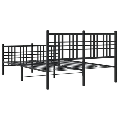 Black Metal Bed Frame 120x190cm with Footboard, No Mattress