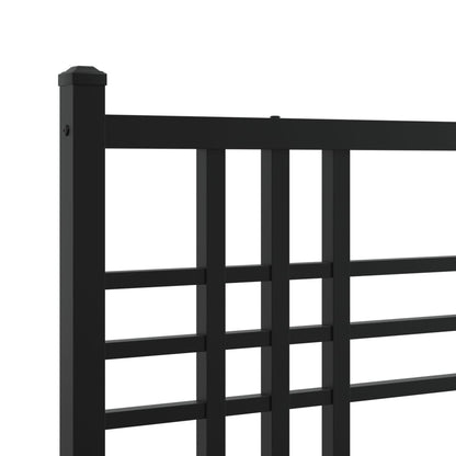 Black Metal Bed Frame 120x190cm with Footboard, No Mattress