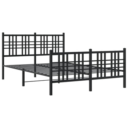 Sleek Black Metal Bed Frame with Footboard – 120x200cm