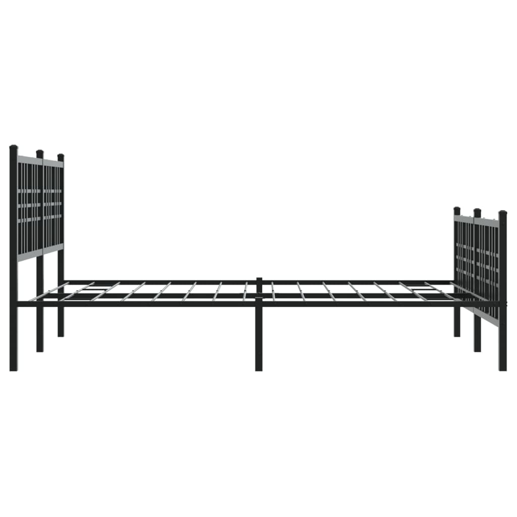 Sleek Black Metal Bed Frame with Footboard – 120x200cm