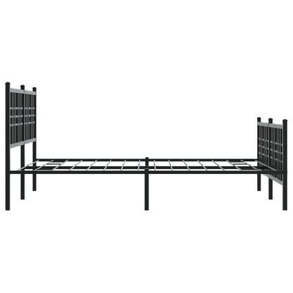 Sleek Black Metal Bed Frame with Footboard – 120x200cm