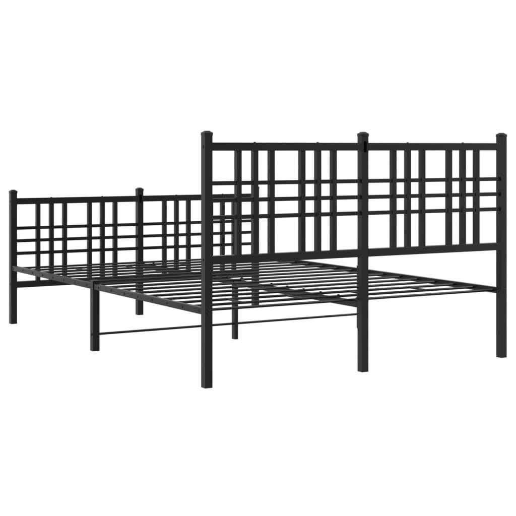 Sleek Black Metal Bed Frame with Footboard – 120x200cm