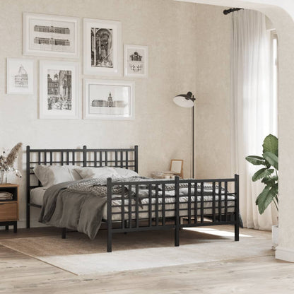 Sleek Black Metal Bed Frame with Footboard – 120x200cm