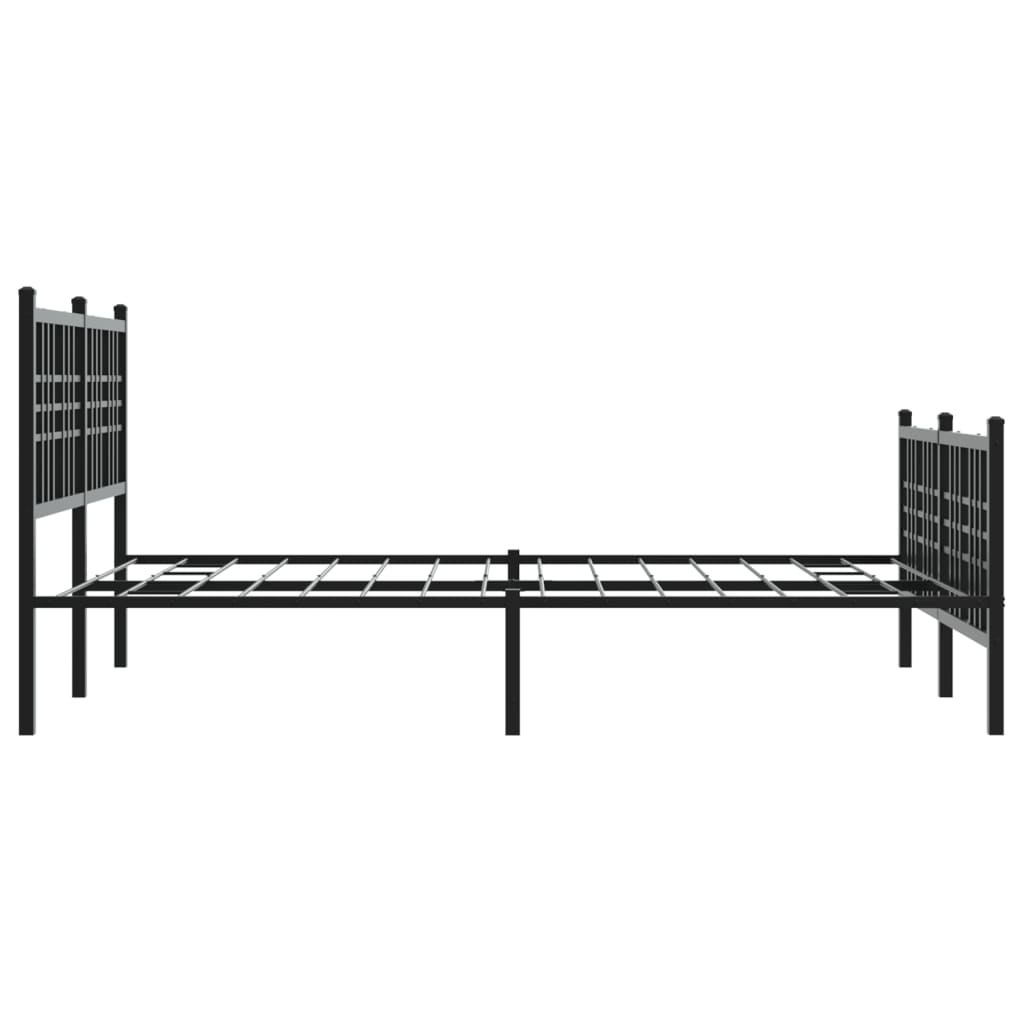 Black Metal Bed Frame with Footboard, 140x200cm (Mattress Not Included)