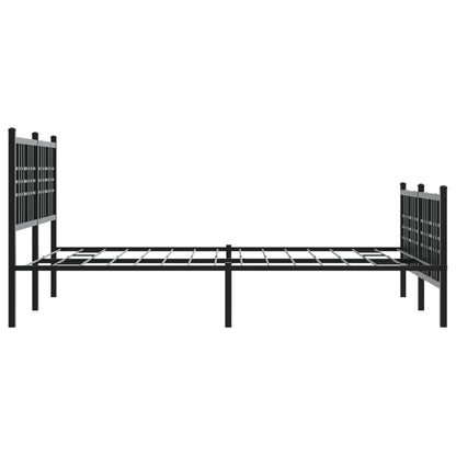 Black Metal Bed Frame with Footboard, 140x200cm (Mattress Not Included)