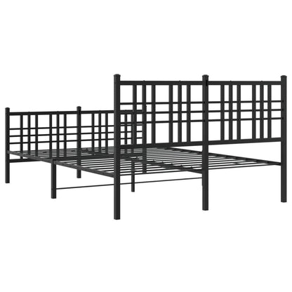 Black Metal Bed Frame with Footboard, 140x200cm (Mattress Not Included)