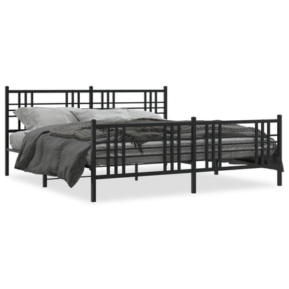 Elegant Black Metal Bed Frame with Footboard 183x213cm