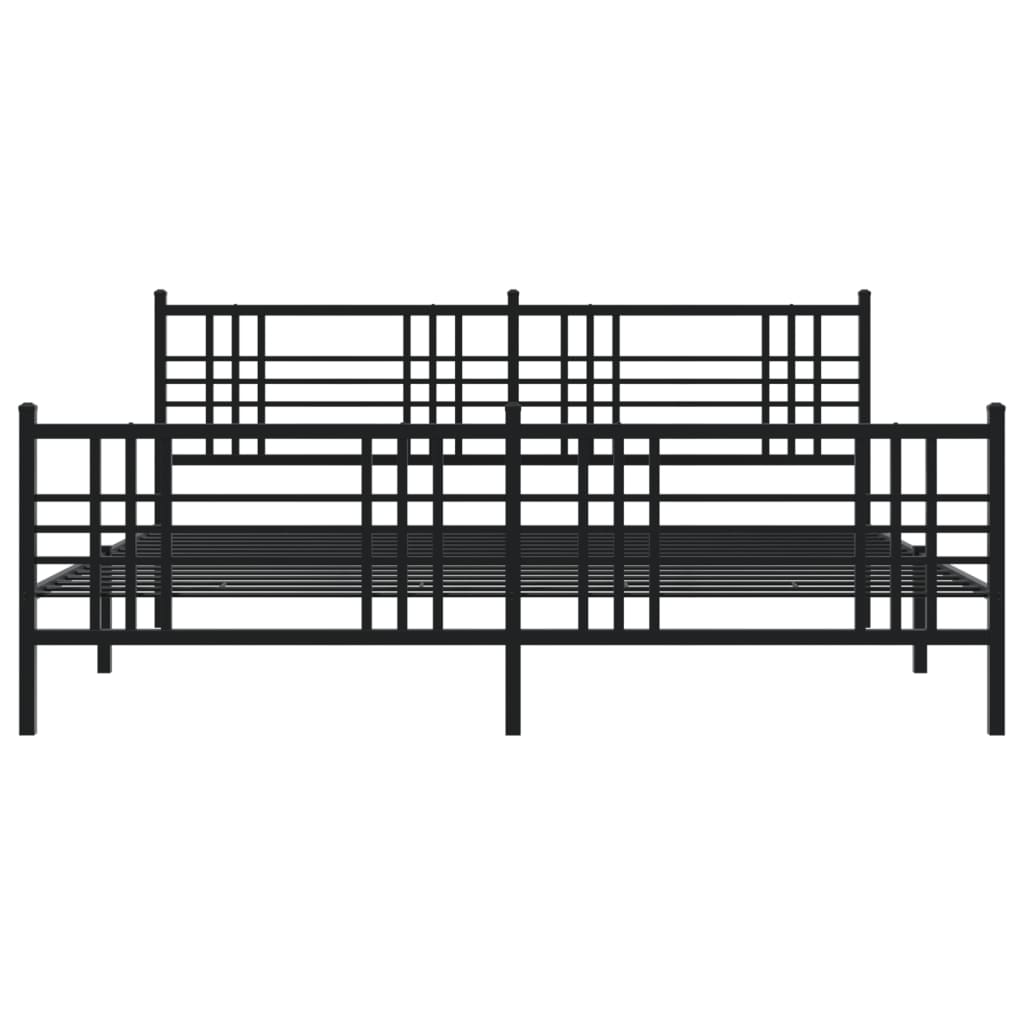 Elegant Black Metal Bed Frame with Footboard 183x213cm