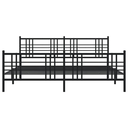 Elegant Black Metal Bed Frame with Footboard 183x213cm