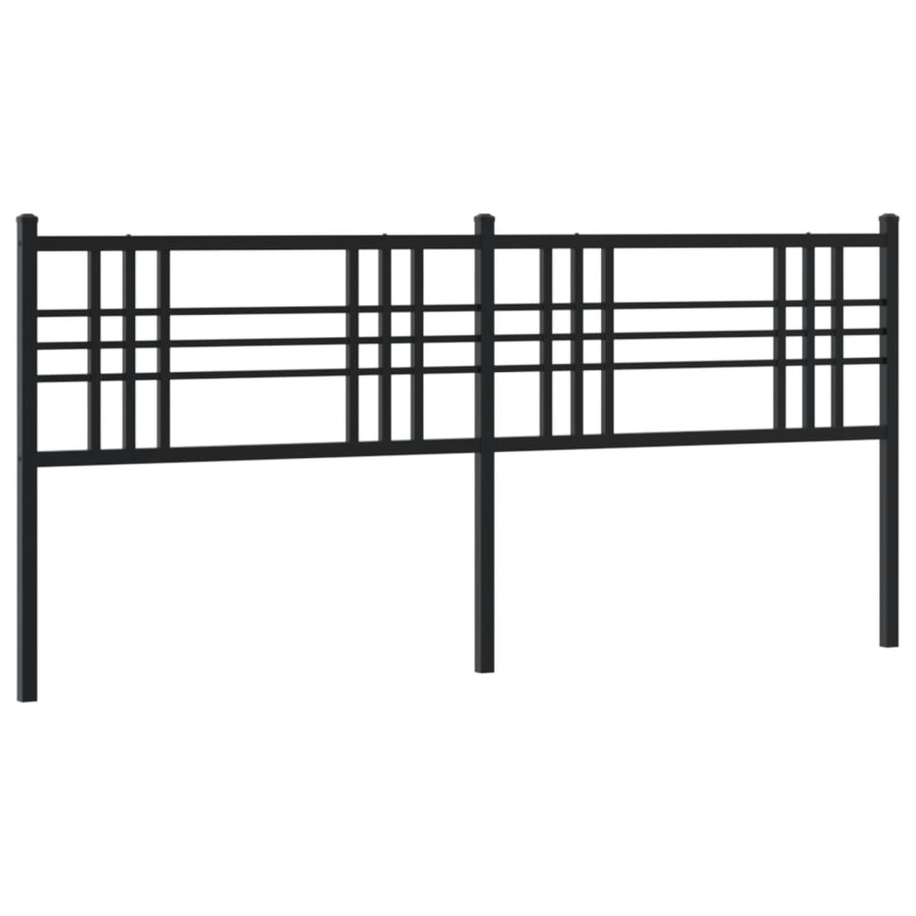 Sleek Black Metal Headboard - Stylish Design, 193cm