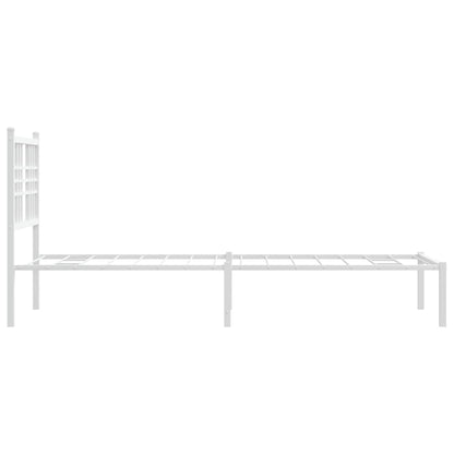 White Metal Bed Frame with Headboard 80x200cm - No Mattress Included