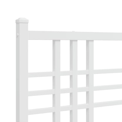 White Metal Bed Frame with Headboard 80x200cm - No Mattress Included