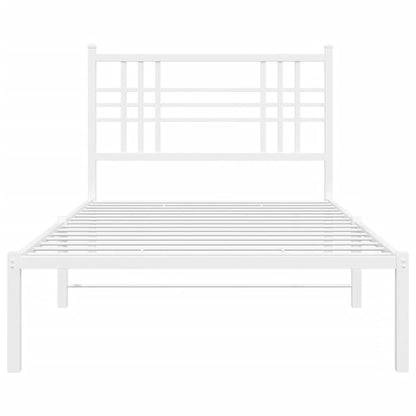 White Metal Bed Frame with Headboard 90x190cm - No Mattress