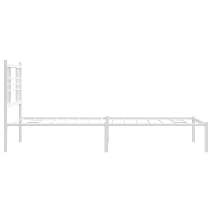 White Metal Bed Frame with Headboard 90x190cm - No Mattress