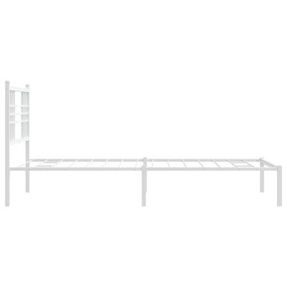 White Metal Bed Frame with Headboard - 107x203cm, No Mattress Included
