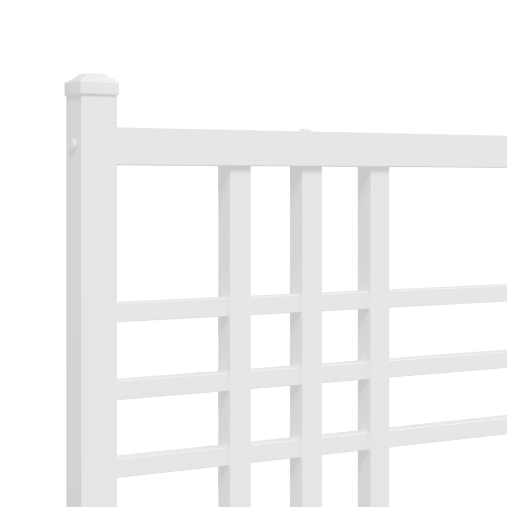 White Metal Bed Frame with Headboard - 107x203cm, No Mattress Included