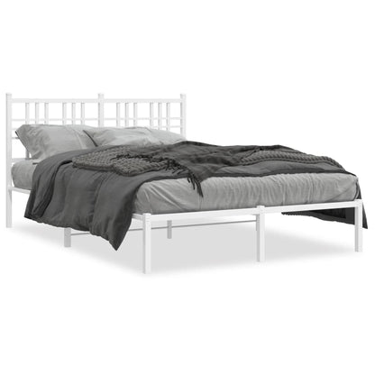 White Metal Bed Frame with Headboard, 120x190cm - No Mattress