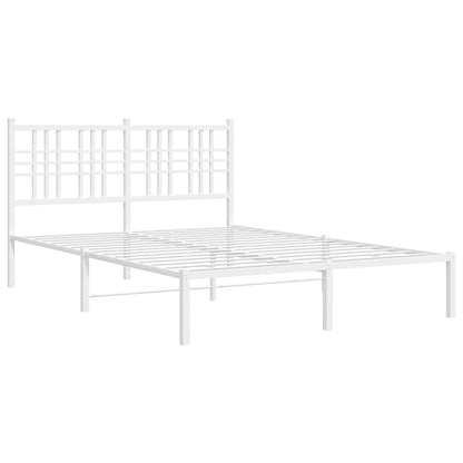 White Metal Bed Frame with Headboard, 120x190cm - No Mattress