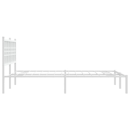 White Metal Bed Frame with Headboard, 120x190cm - No Mattress