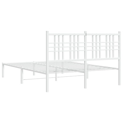 White Metal Bed Frame with Headboard, 120x190cm - No Mattress