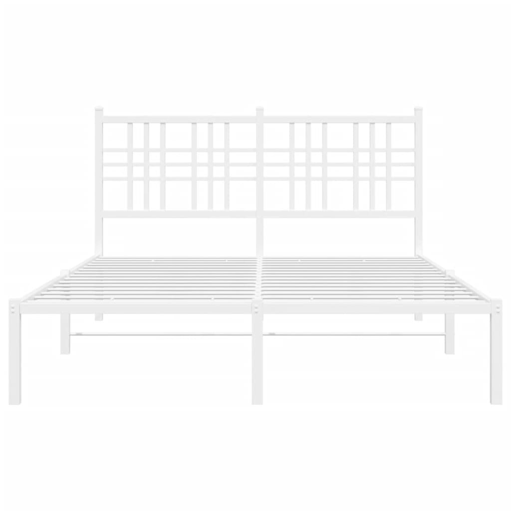 White Metal Bed Frame with Headboard - 120x200cm Sturdy Design