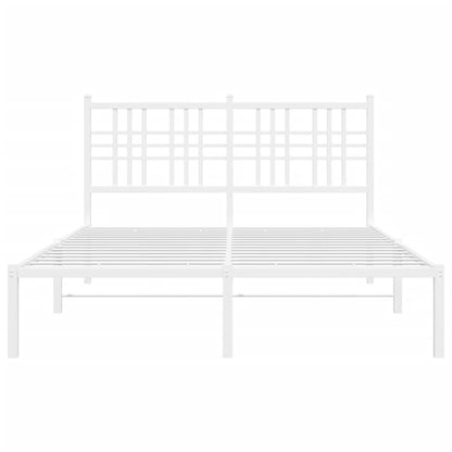 White Metal Bed Frame with Headboard - 120x200cm Sturdy Design