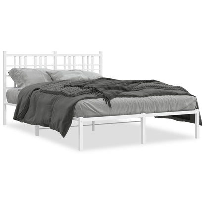 White Metal Bed Frame with Headboard - 135x190cm