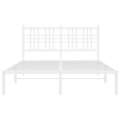 White Metal Bed Frame with Headboard - 135x190cm