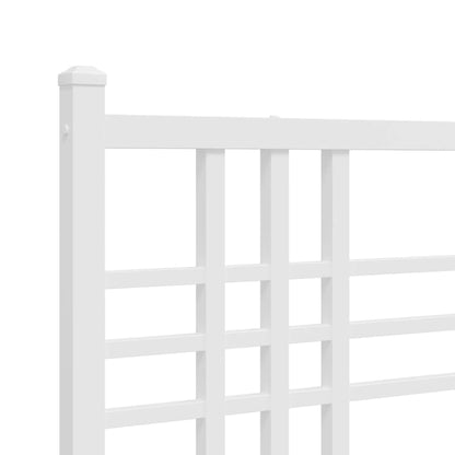 White Metal Bed Frame with Headboard - 160x200cm, Sturdy Design