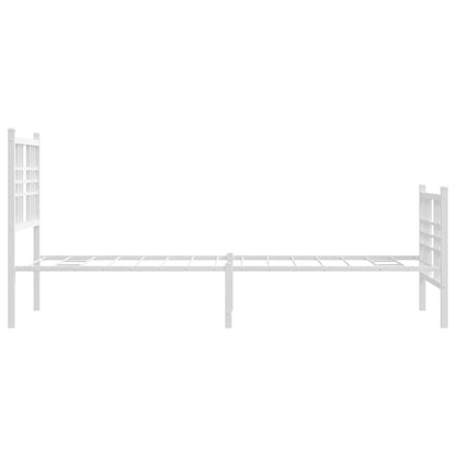 White Metal Bed Frame with Footboard, No Mattress, 75x190cm
