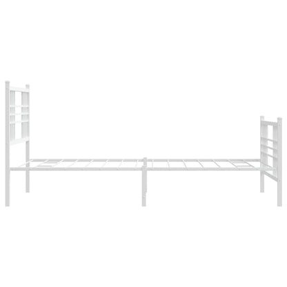 White Metal Bed Frame with Footboard - 107x203cm, No Mattress