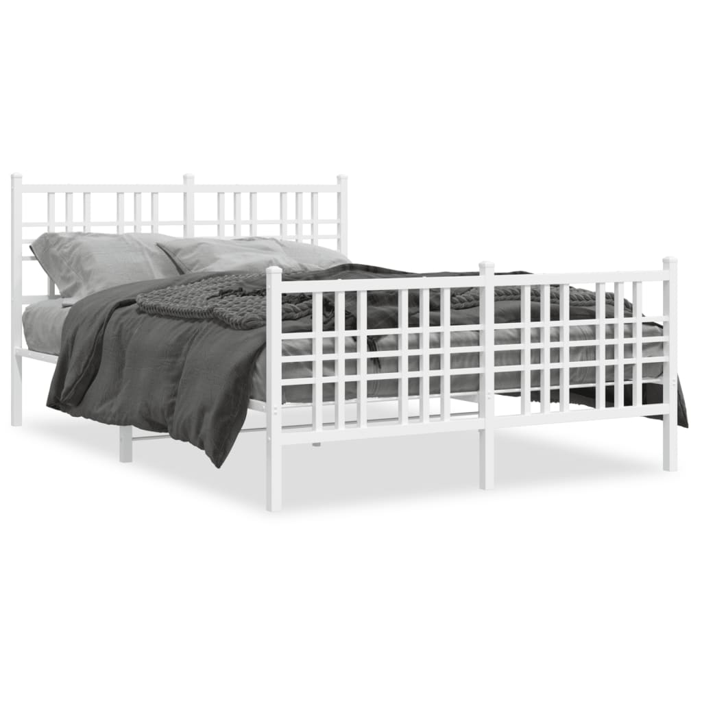 White Metal Bed Frame 120x190cm with Footboard - No Mattress