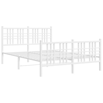 White Metal Bed Frame 120x190cm with Footboard - No Mattress