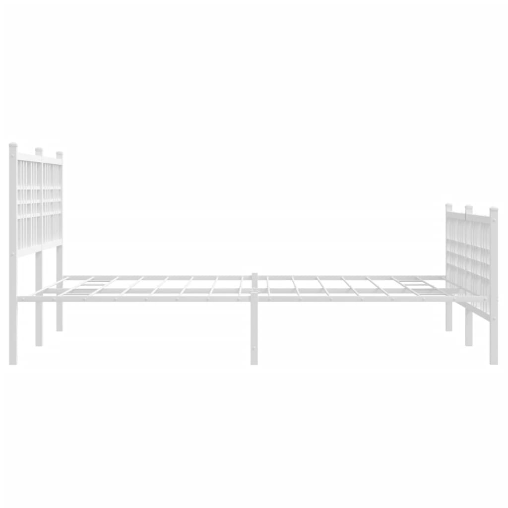 White Metal Bed Frame 120x190cm with Footboard - No Mattress