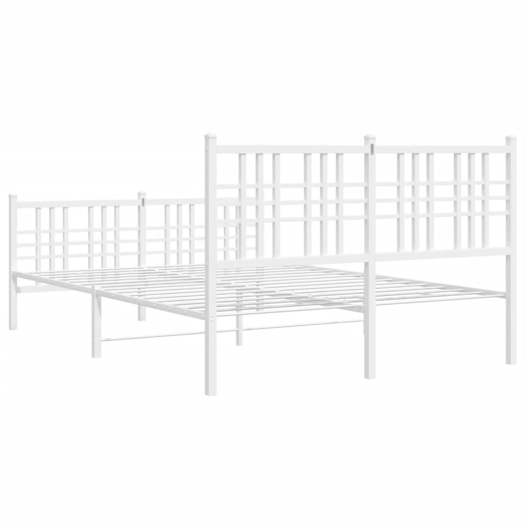 White Metal Bed Frame 120x190cm with Footboard - No Mattress
