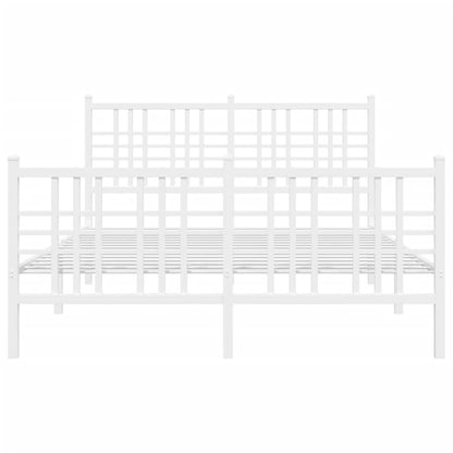 White Metal Bed Frame with Footboard, 120x200cm, No Mattress