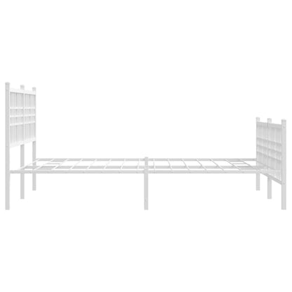 White Metal Bed Frame with Footboard, 120x200cm, No Mattress